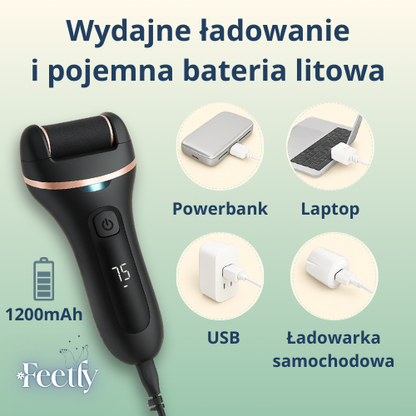 Feetly - elektryczny pilnik do stóp LED, wodoodporny, zestaw 18w1