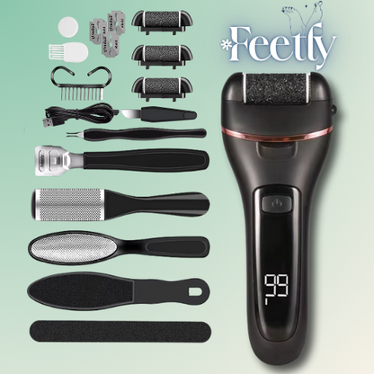 Feetly - elektryczny pilnik do stóp LED, wodoodporny, zestaw 18w1