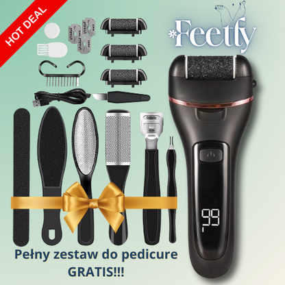 Feetly - elektryczny pilnik do stóp LED, wodoodporny, zestaw 18w1