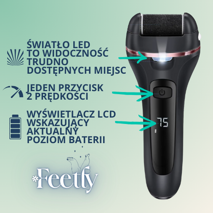 Feetly - elektryczny pilnik do stóp LED, wodoodporny, zestaw 18w1