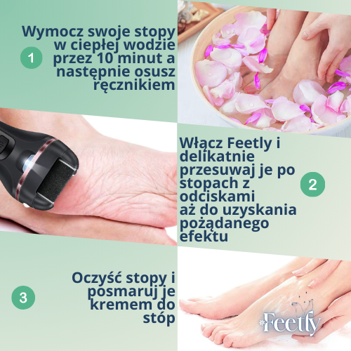 Feetly - elektryczny pilnik do stóp LED, wodoodporny, zestaw 18w1