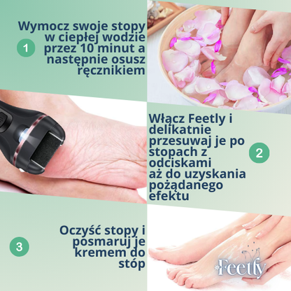 Feetly - elektryczny pilnik do stóp LED, wodoodporny, zestaw 18w1